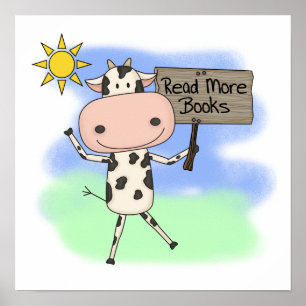 Poster La vache Lire Plus De Livres