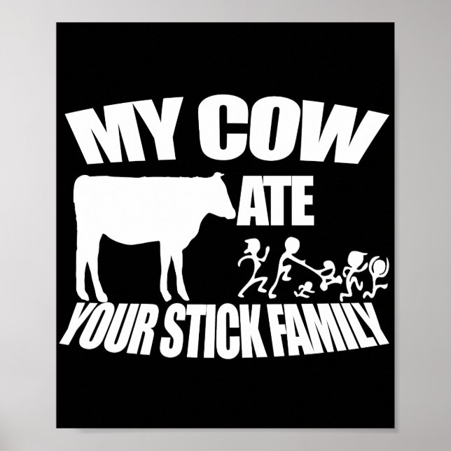 Poster La vache Mange Votre Stick Famille (Devant)