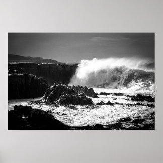 Poster La vague noir et blanc