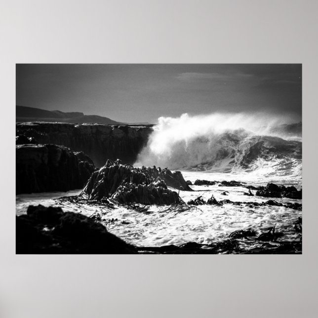 Poster La vague noir et blanc (Devant)