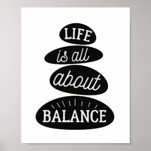 Poster La Vie, c'est l'équilibre   Devis motivationnel Ze
