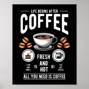Poster La vie commence après Coffee Barista Citation