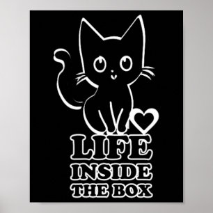 Poster La Vie Dans La Boîte - Chat Kitty Noir