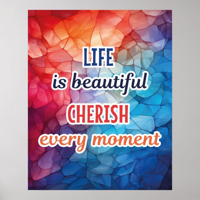 POSTER "LA VIE EST BELLE, CHERISÉE À CHAQUE MOMENT" POSTE (Devant)
