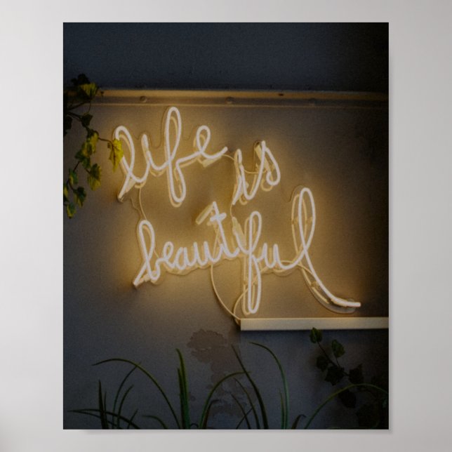 Poster La vie est belle lumière néon (Devant)