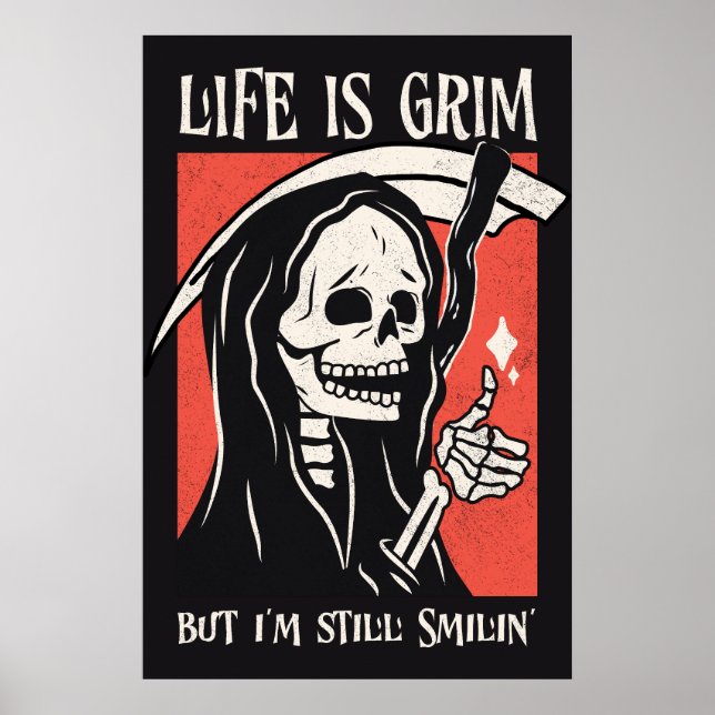 Poster La Vie Est Grave Drôle Grave Faucheuse Drôle Jeu S (Devant)