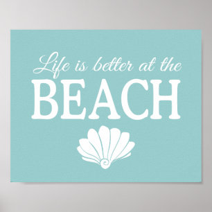 Poster La Vie Est Meilleure À L'Affiche De Plage