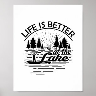 Poster La vie est meilleure au lac drôle amateur de voile