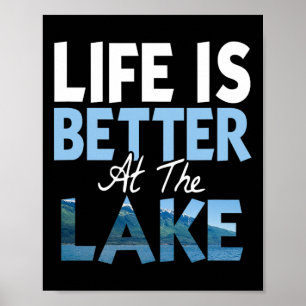 Poster La vie est meilleure au lac pêche en bateau