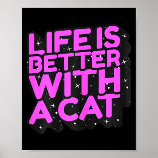Poster La vie est meilleure avec un chat - maman de chat 