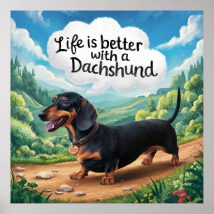 Poster La Vie Est Meilleure Avec Un Dachshund