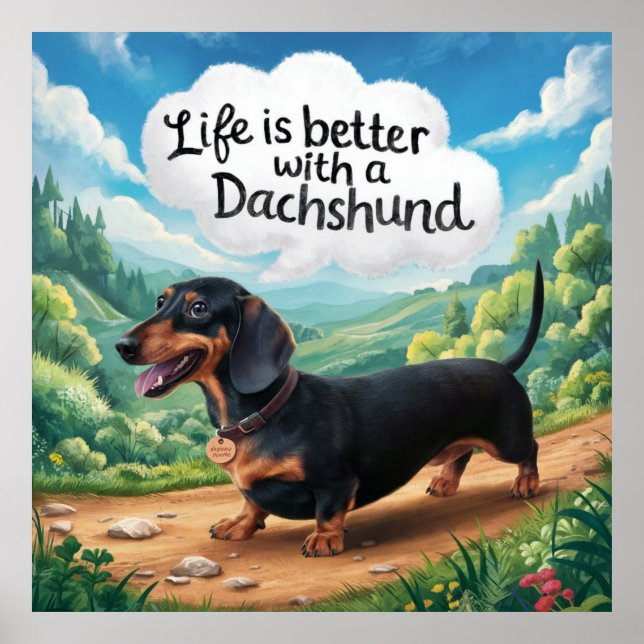 Poster La Vie Est Meilleure Avec Un Dachshund (Devant)