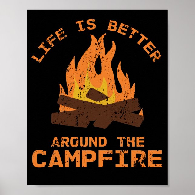 Poster La Vie Est Mieux Autour Du Camp De Feu De Campagne (Devant)