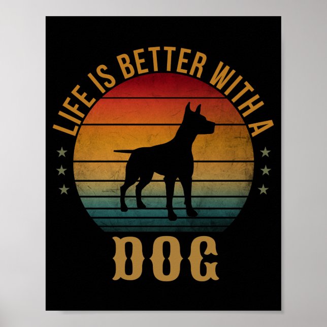 POSTER LA VIE EST MIEUX AVEC UN CHIEN  (Devant)