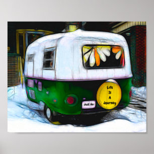 Poster La Vie Hippie De Camper Rétro Est Un Voyage À Fair