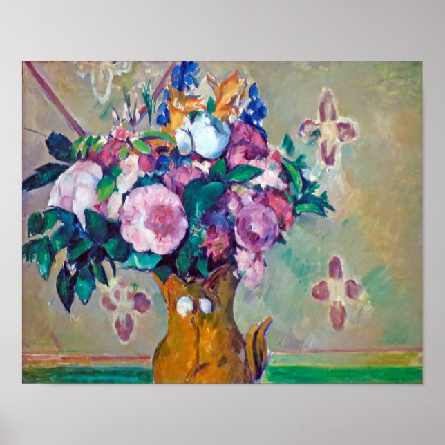 Poster La vie morte avec les fleurs, Paul Cezanne (Devant)