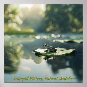 Poster La vie paisible en étang : Frog sur Lily Pad