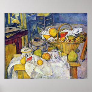 Poster La vie toujours avec la corbeille de fruits par