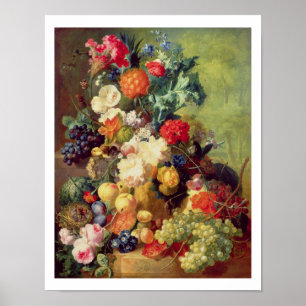 Poster La vie toujours avec les fleurs et le fruit