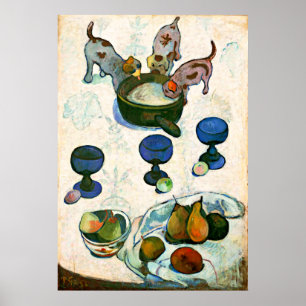 Poster La vie toujours avec trois chiots, Paul Gauguin