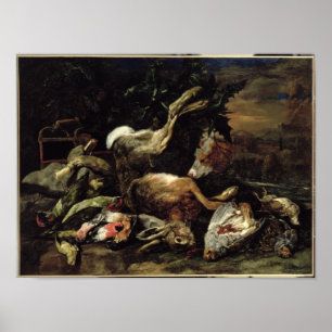 Poster La vie toujours avec un lièvre, des oiseaux de