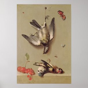 Poster La vie toujours des oiseaux et des cerises morts,