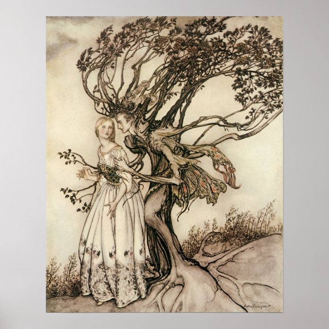 Poster La vieille femme dans le bois par Arthur Rackham (Devant)
