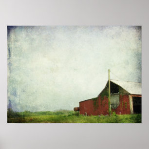 Poster La vieille grange rouge