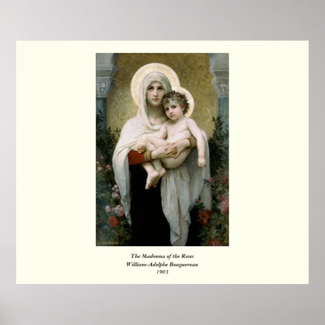 Poster La Vierge des Roses de Bouguereau (1903) (Devant)