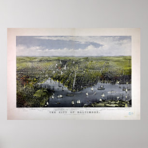 Poster La ville de Baltimore par Currier et Ives (1880)