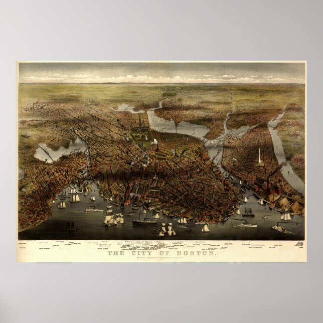Poster La ville de Boston, 1873 (Devant)