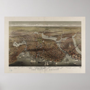 Poster La ville de Boston par Parsons & Atwater 1873