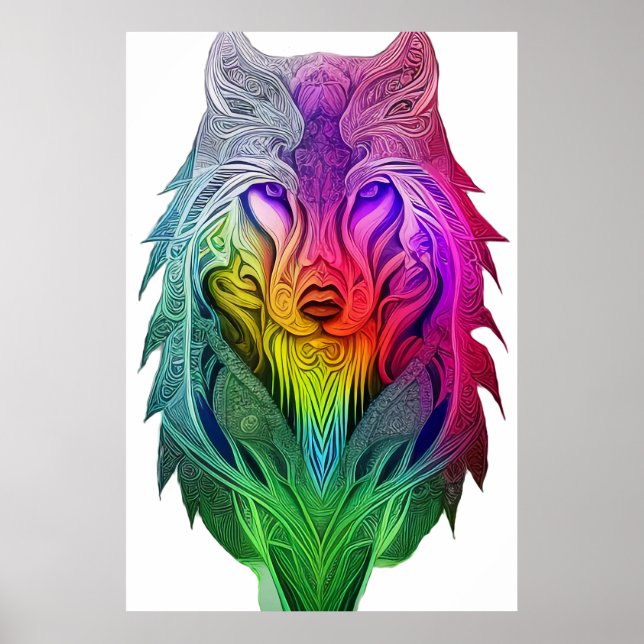 Poster La vision artistique de l'illustration du loup de  (Devant)