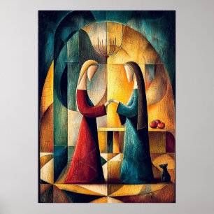 Poster La Visitation - Vision Cubiste Minimaliste