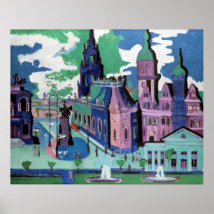 Poster La vue de Kirchner sur Dresden Schlossplatz