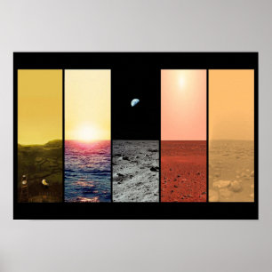 Poster La vue d'horizon de la lune de la terre de venus