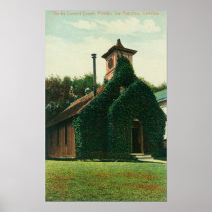 Poster La vue extérieure du lierre a couvert la chapelle