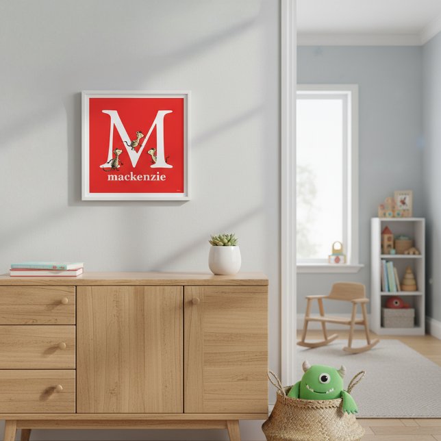 Poster L'ABC de Dr Seuss : Lettre M - Blanc | Ajoutez vot (Créateur téléchargé)