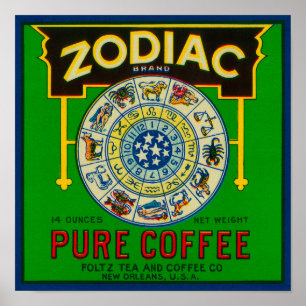 Poster Label café ZodiacNouvelle-Orléans, LA