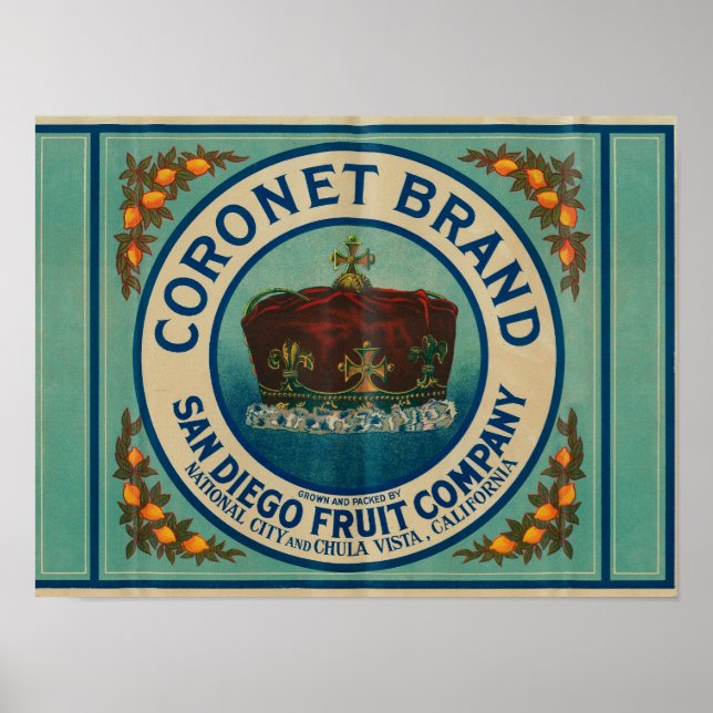 Poster Label Citron Coronet Chula Vista, CA (Devant)