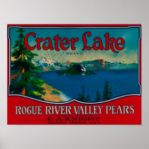 Poster Label Crater Lake Pear Crate Medford, OU