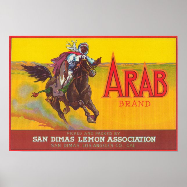Poster Label de citron arabeSan Dimas, CA (Devant)