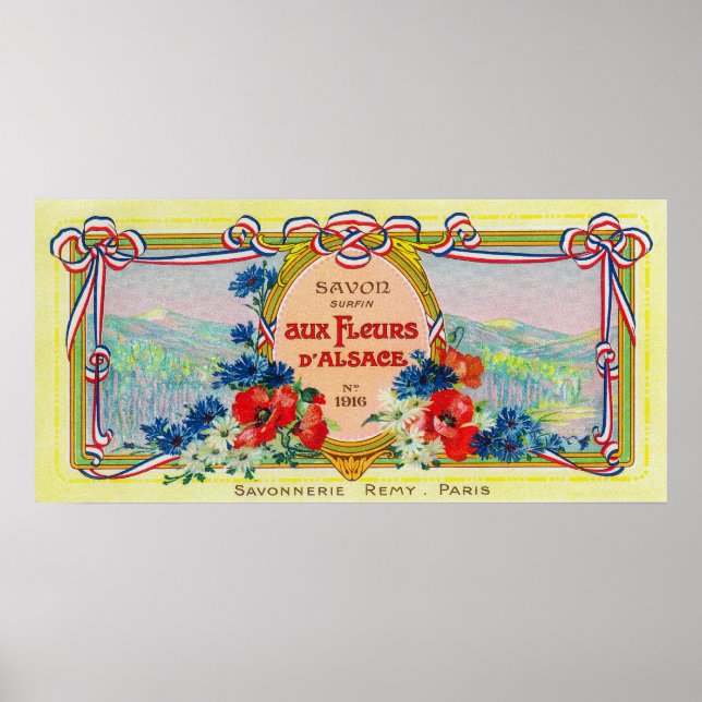 Poster Label de savon Auz Fleurs D'AlsaceParis, France (Devant)