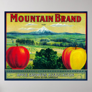 Poster Label Mountain Apple Crate Hood River, OU