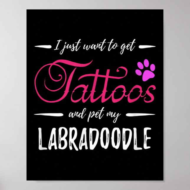 Poster Labradoodle Amoureux des chiens Tattoo Funny Chien (Devant)