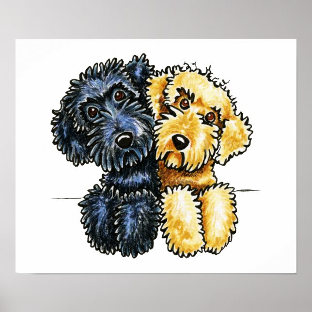 Poster Labradoodles Jaune Noir Linked Up (Devant)