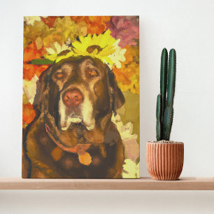 Poster Labrador en fleurs