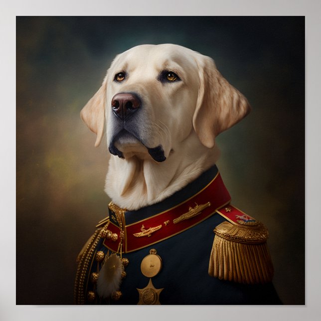 Poster Labrador Golden Retriever Fantastique portrait mil (Devant)