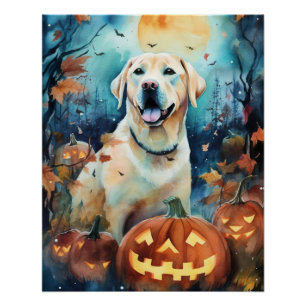 Poster Labrador Halloween avec la peur Citrouille