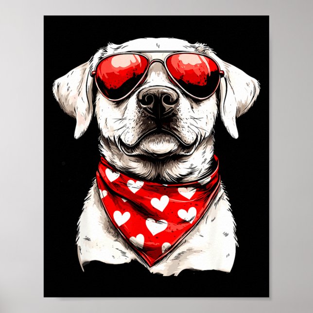 Poster Labrador Heart Bandana Cool Lab Dog Lover Men Wome (Devant)
